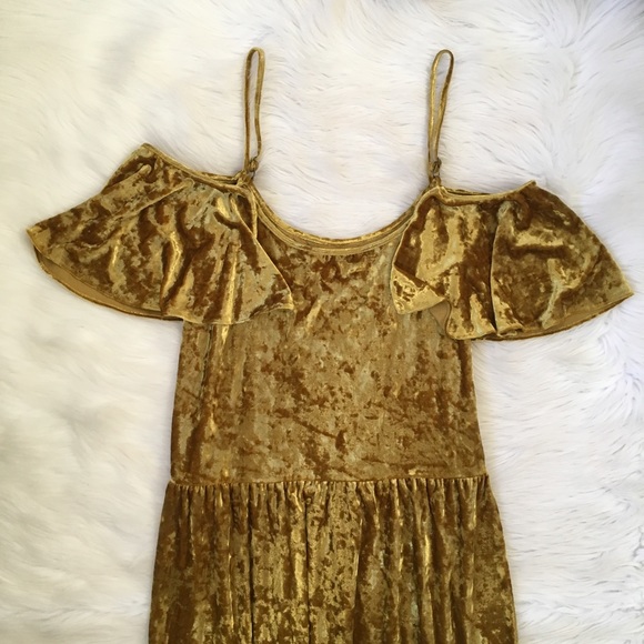 Rebecca Minkoff Mustard Yellow Velvet Midi Dress - Picture 5 of 8